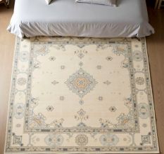 Handknotted Oushak Wool Rug Green